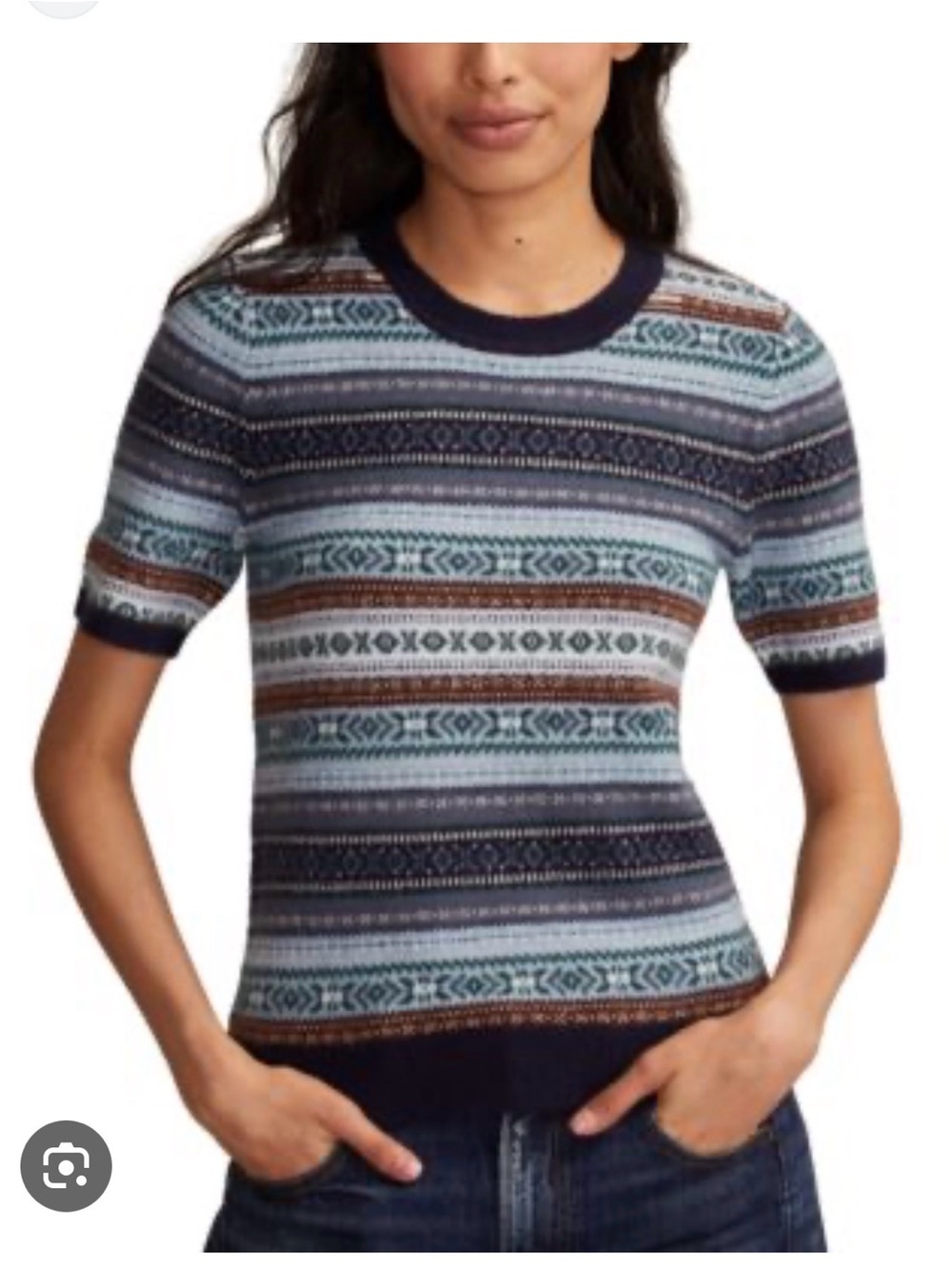 Lucky Brand Fair Isle short sleeve sweater XS